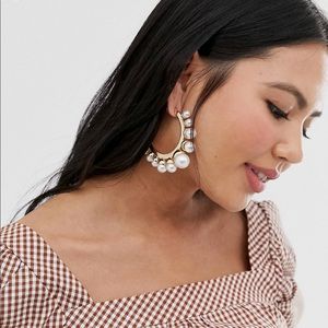 Pearl Hoop Earrings - Gold